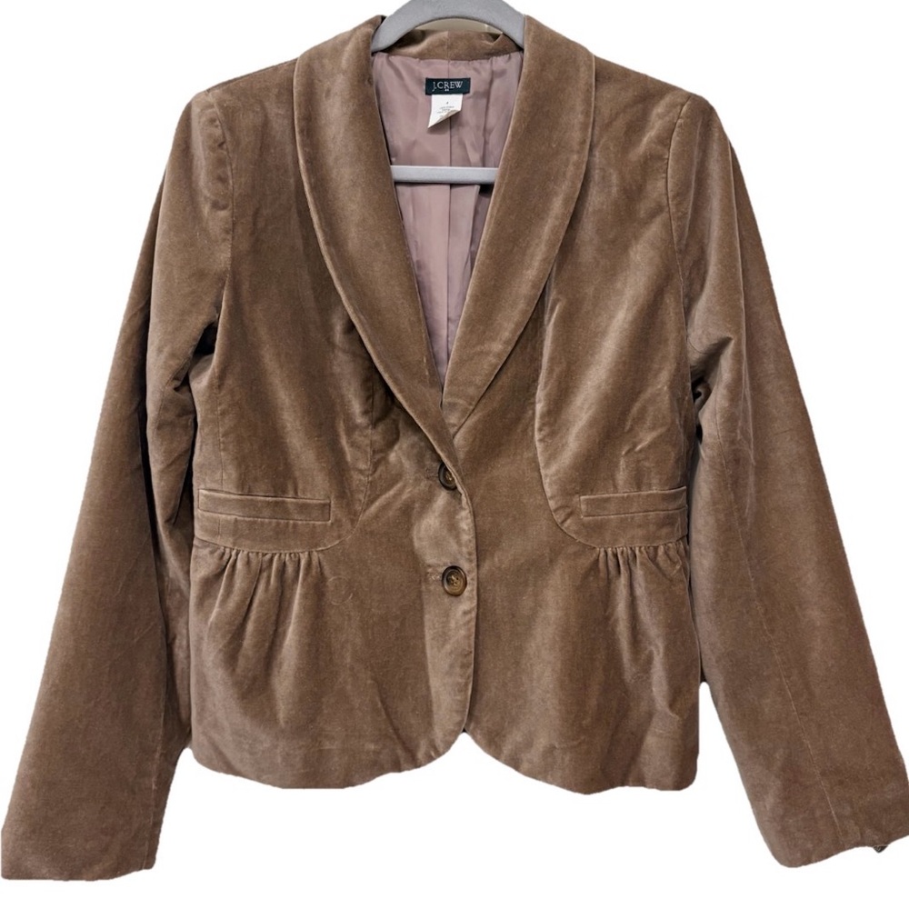 J.Crew Brown Velvet Eden Peplum Blazer Size 4